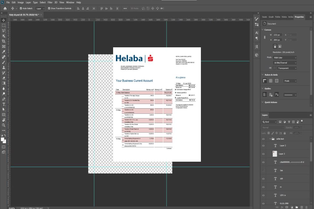 Modèle Word et PDF de relevé de compte société Helaba Banque template